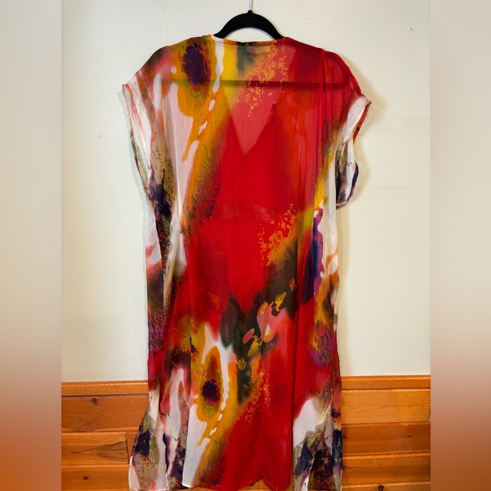 Michael Stars Multi-Color Sheer Beach Cover Up Kaftan Dress O/S - Picture 3 of 6
